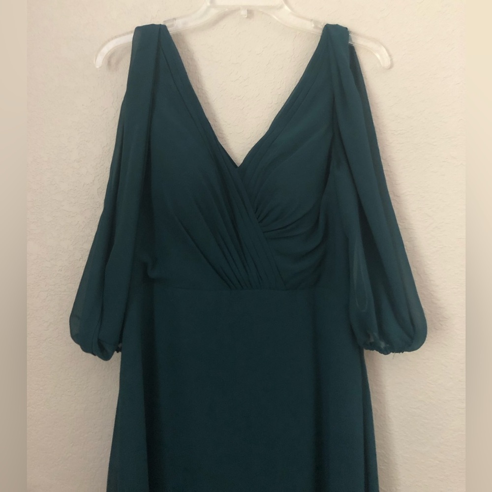 Azazie dark green dress
